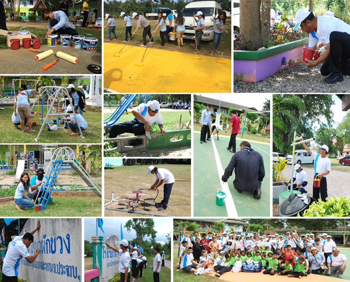 ‘ท่าเรือประจวบ ชุมชน ฅนอาสา’ กิจกรรมตุลา…อาสา กีฬาสร้างสุข ทาสีสนามเด็กเล่น